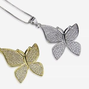 Butterfly Necklace 18k Gold Layered 18"